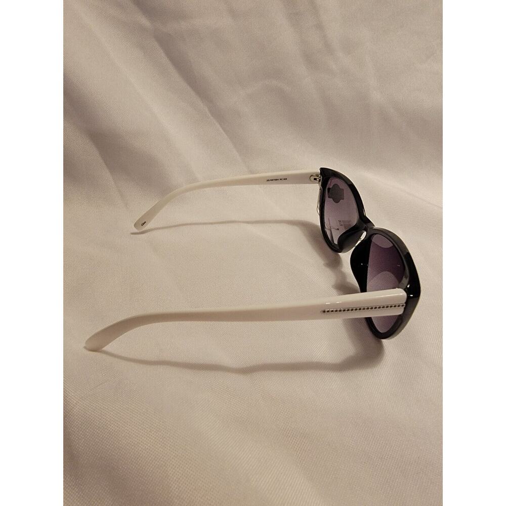 Piranha Lily Glossy Black Cat Eye Womens Sunglasses Black Frame White Arms 62180 - Picture 4 of 7